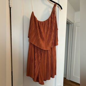 Orange One-Shoulder Romper